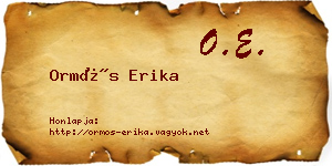Ormós Erika névjegykártya
